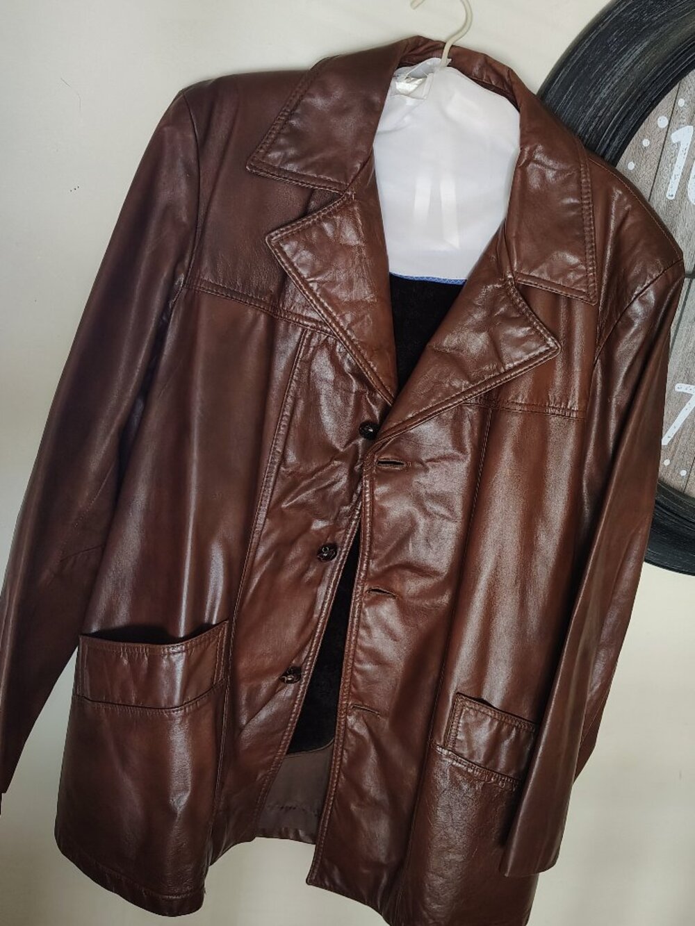 Men's Vintage 70's William Barry Leather Blazer Jacket size 42